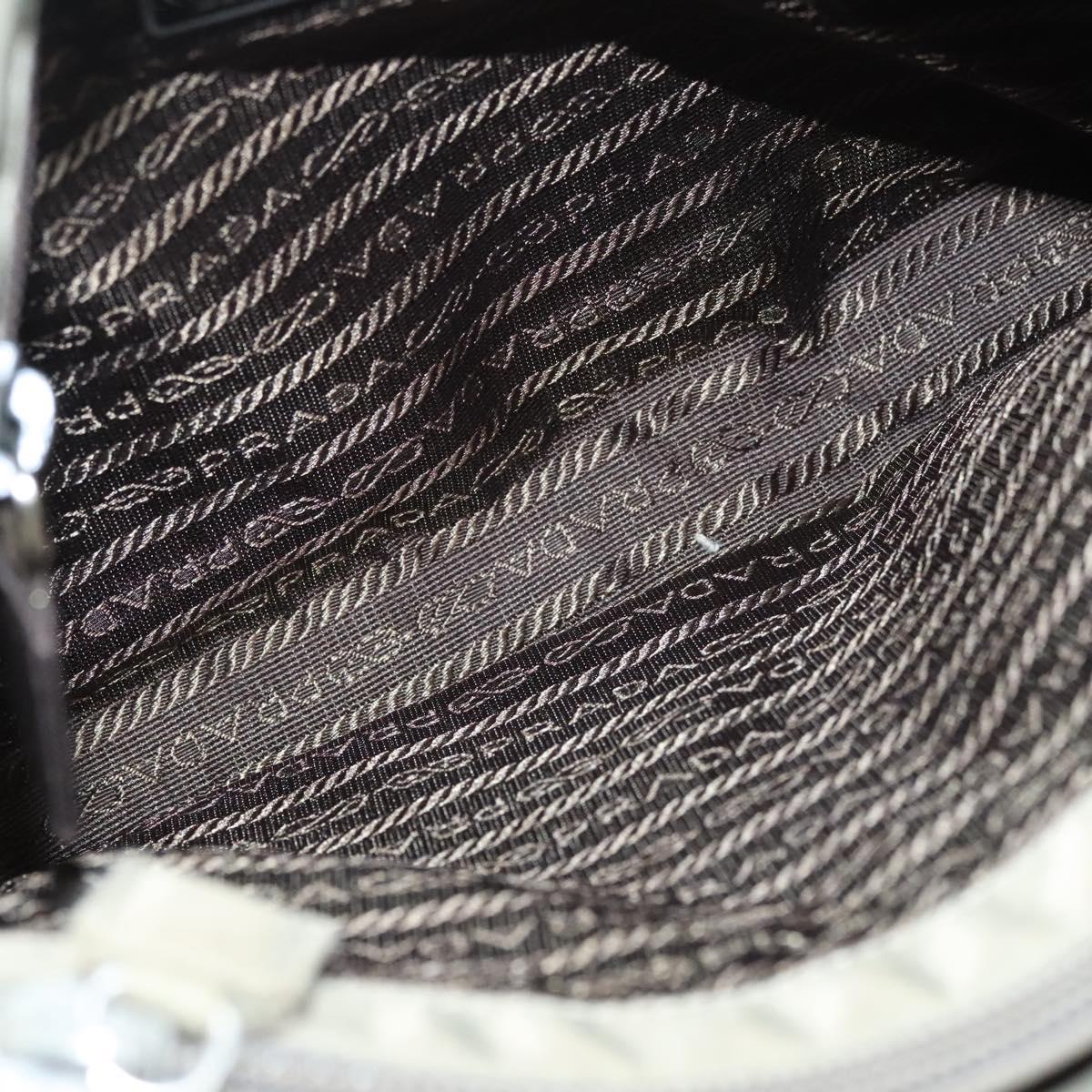 PRADA Tote Bag Nylon Khaki Silver Auth 118457