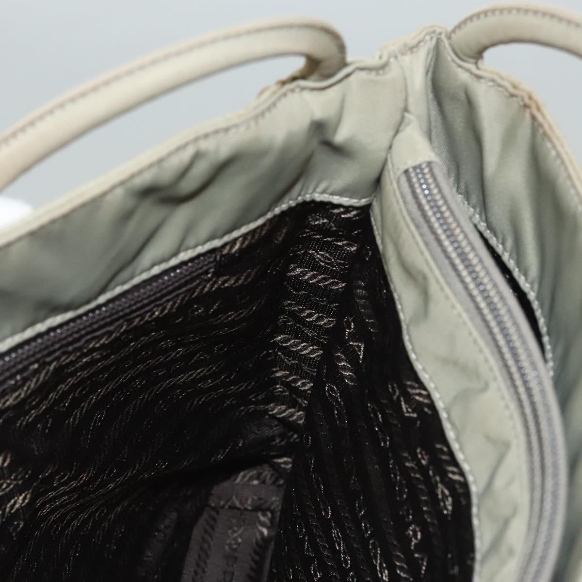 PRADA Tote Bag Nylon Khaki Silver Auth 118457