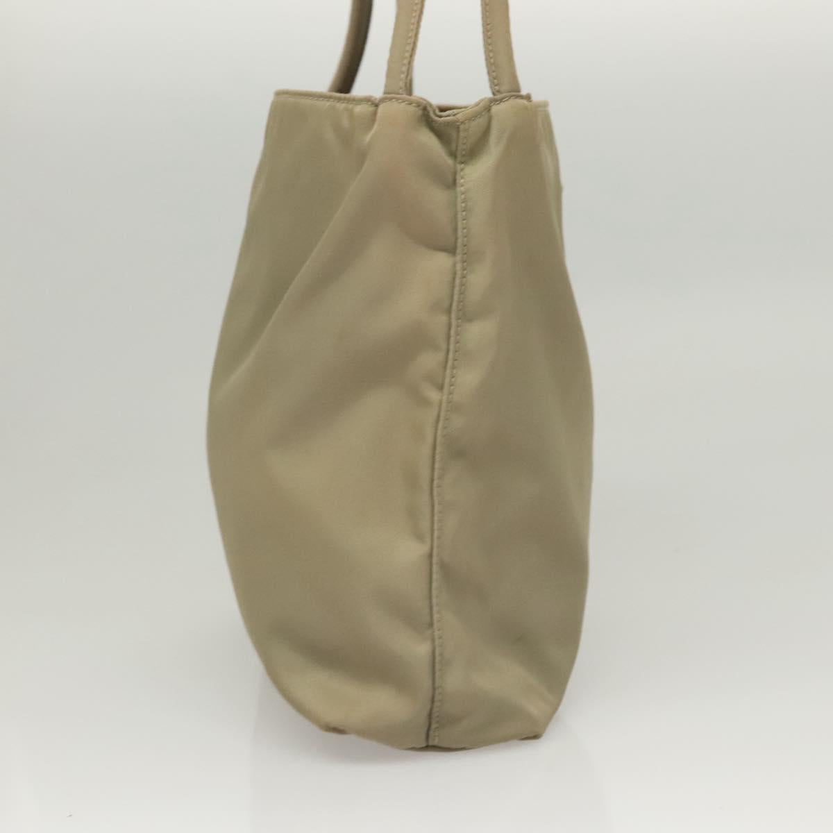 PRADA Tote Bag Nylon Khaki Silver Auth 118457