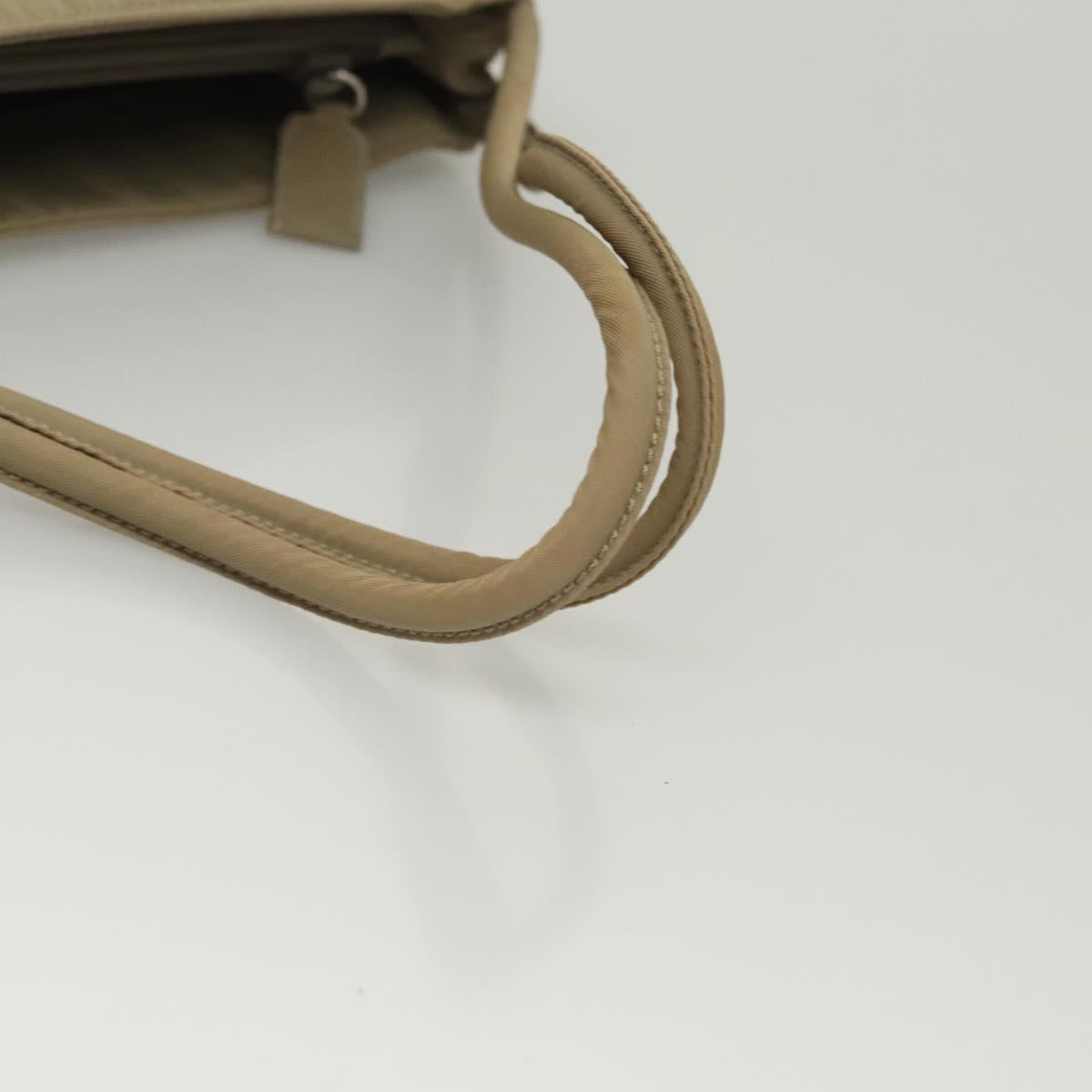 PRADA Tote Bag Nylon Khaki Silver Auth 118457