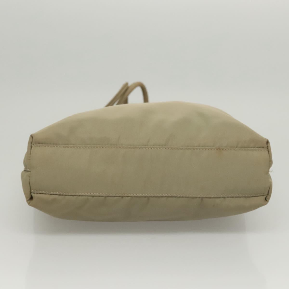 PRADA Tote Bag Nylon Khaki Silver Auth 118457