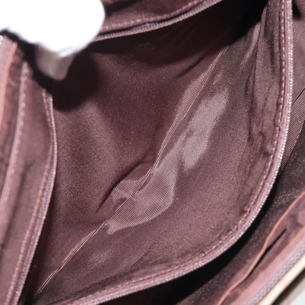 BURBERRY Nova Check Hand Bag Canvas Beige Gold Auth 118521