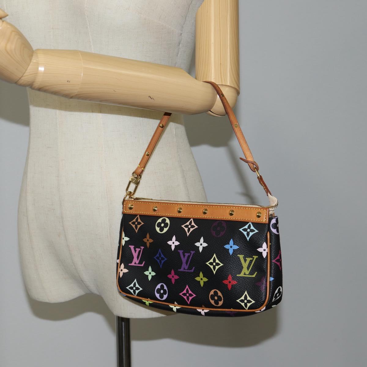 LOUIS VUITTON Monogram Multicolor Pochette Accessoires Black M92648 Auth 118531M