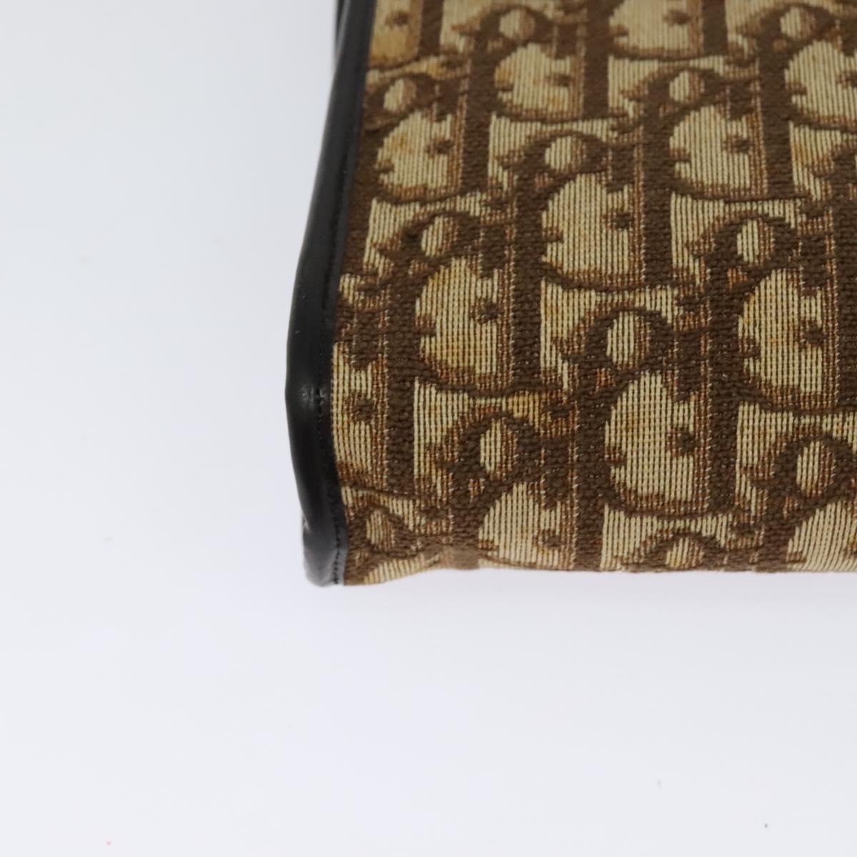 Christian Dior Trotter Canvas Shoulder Bag Brown Gold Auth 118537