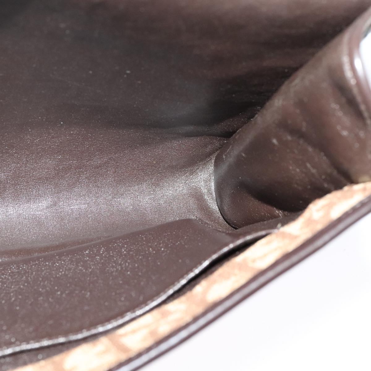 Christian Dior Trotter Canvas Shoulder Bag Brown Gold Auth 118537