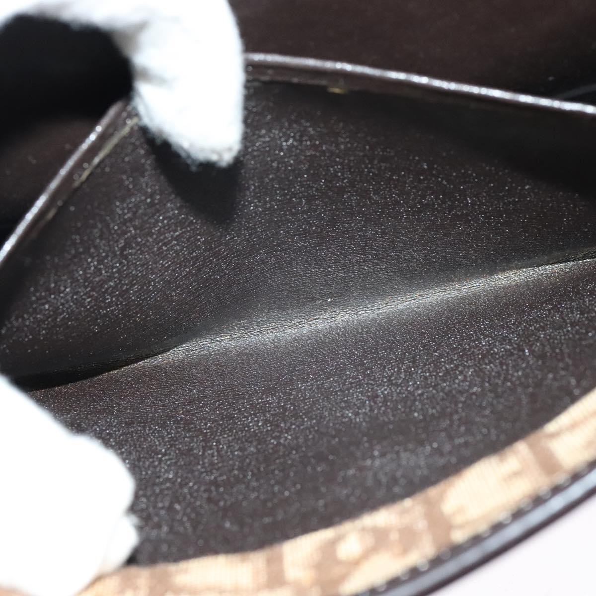 Christian Dior Trotter Canvas Shoulder Bag Brown Gold Auth 118537