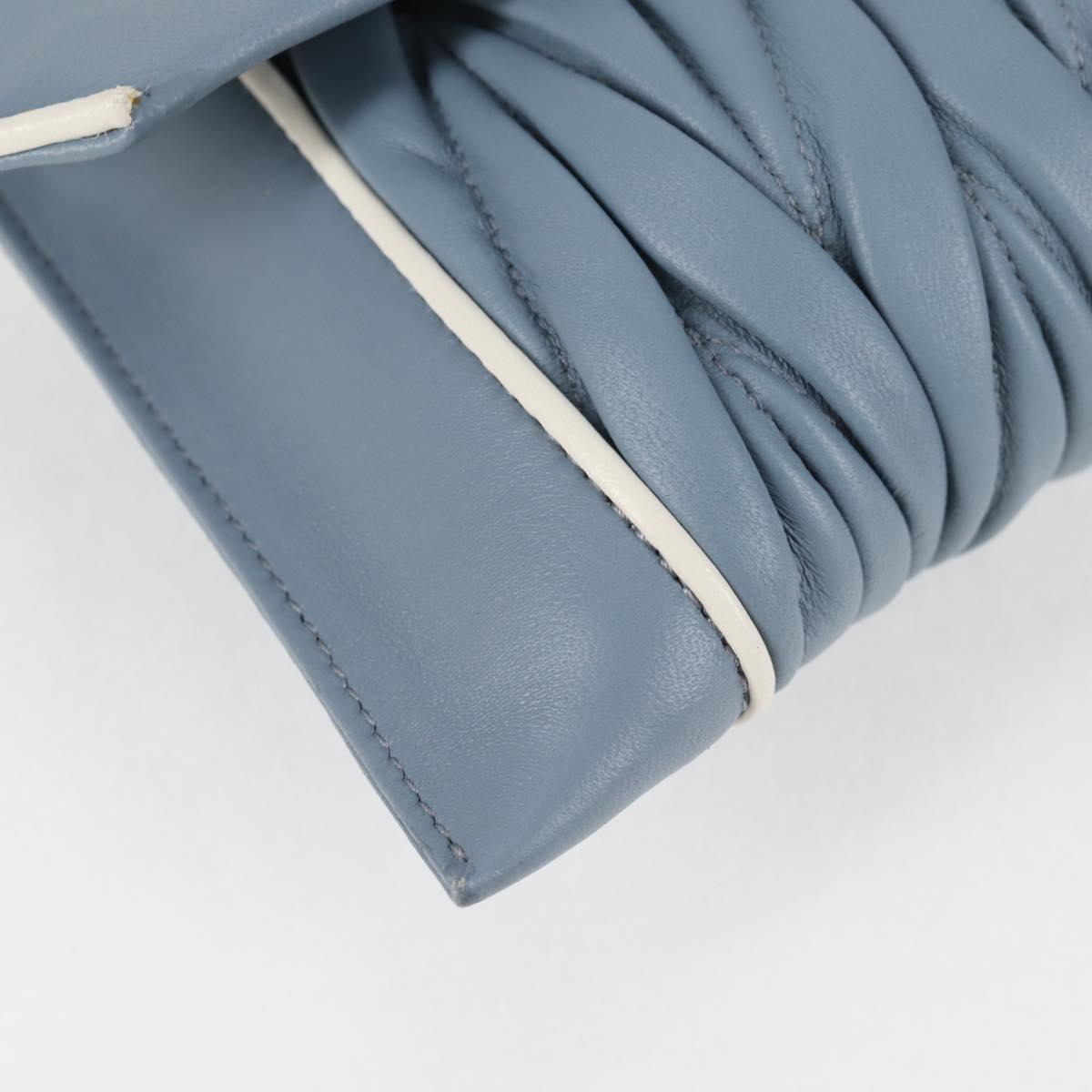 Miu Miu Matelasse Chain Shoulder Bag Leather Light Blue Silver Auth 118556M