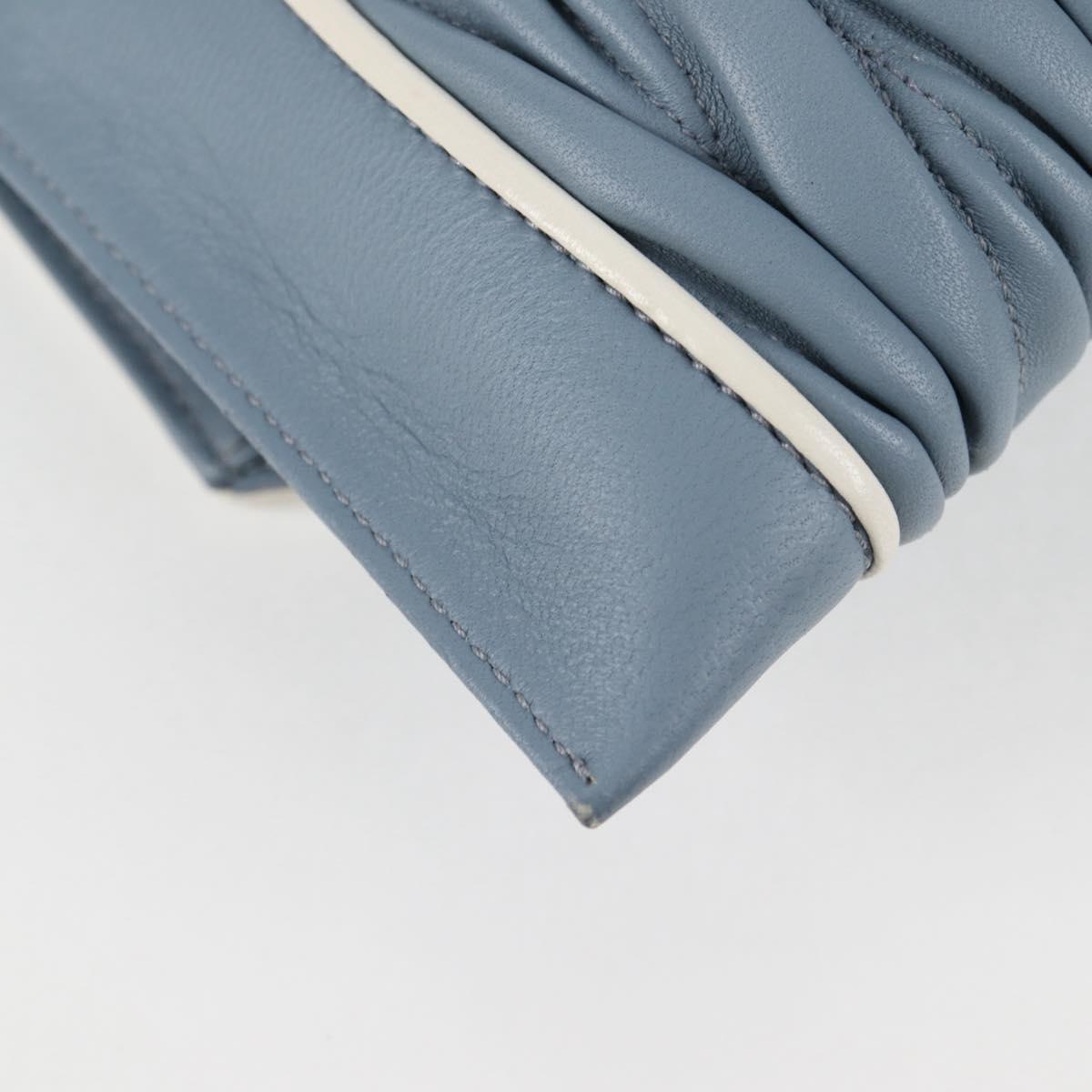 Miu Miu Matelasse Chain Shoulder Bag Leather Light Blue Silver Auth 118556M