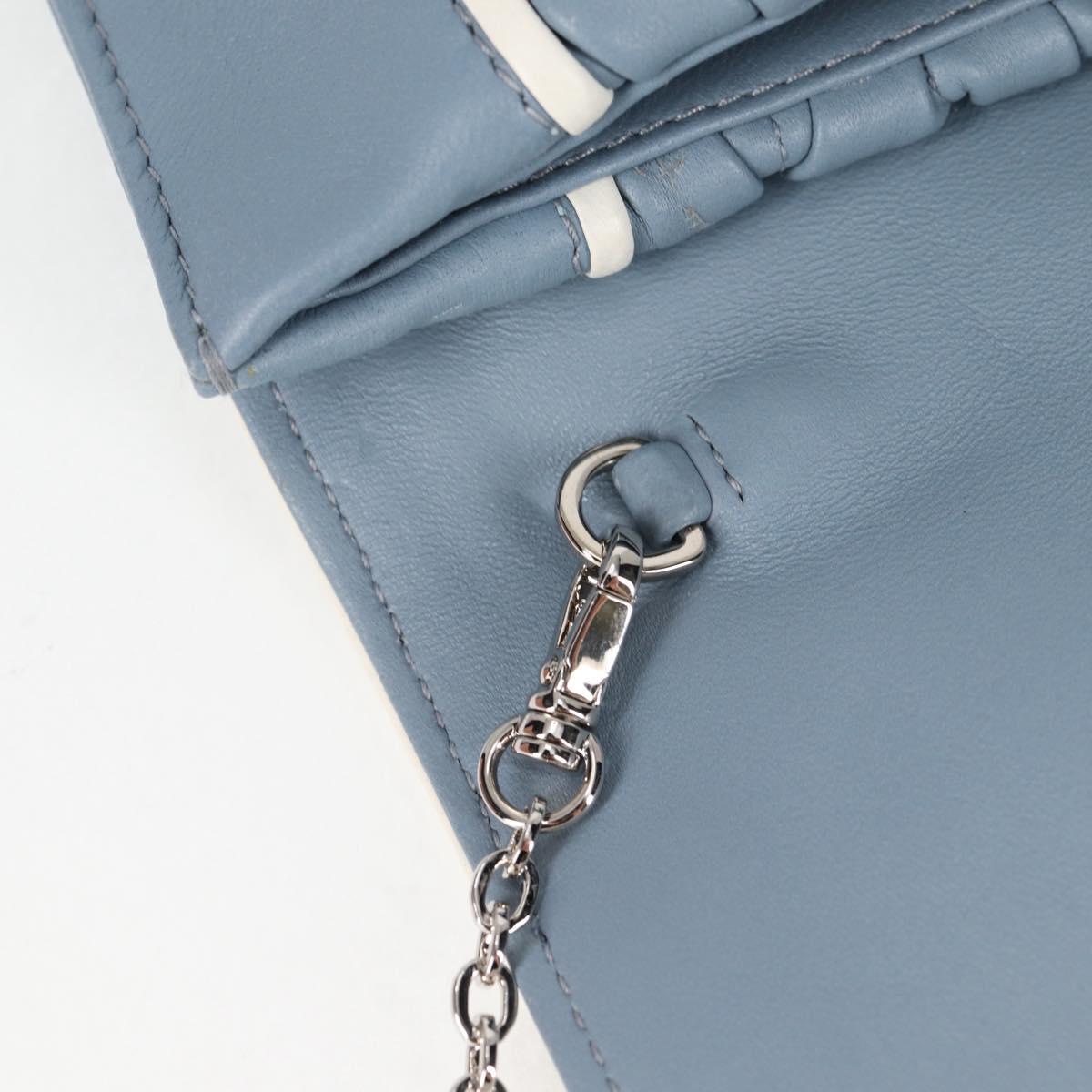 Miu Miu Matelasse Chain Shoulder Bag Leather Light Blue Silver Auth 118556M