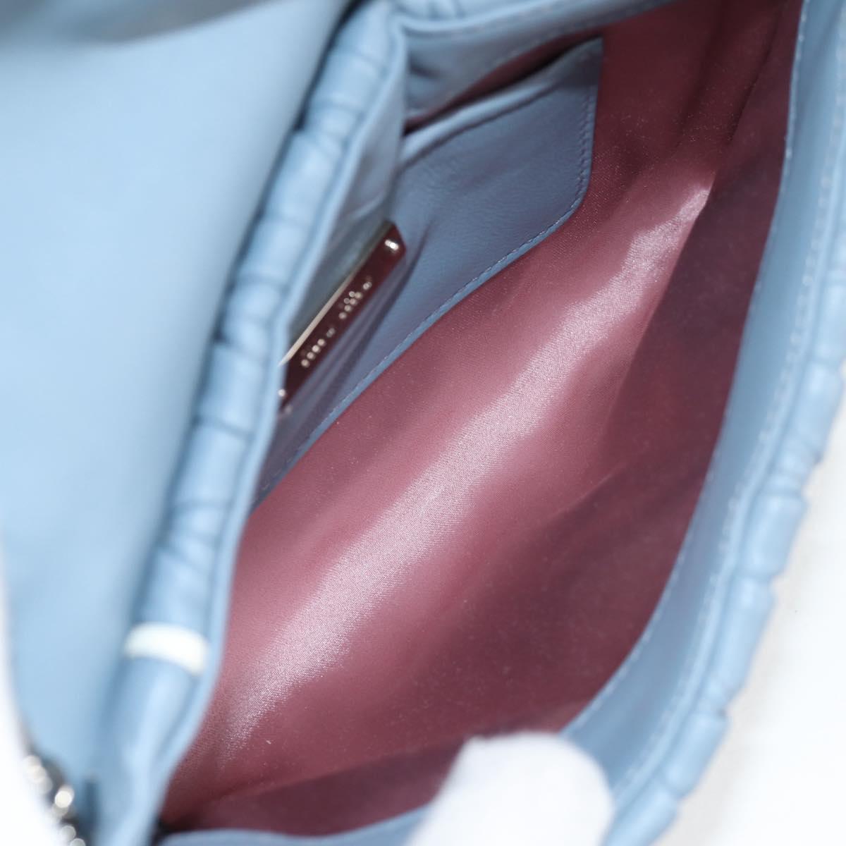 Miu Miu Matelasse Chain Shoulder Bag Leather Light Blue Silver Auth 118556M