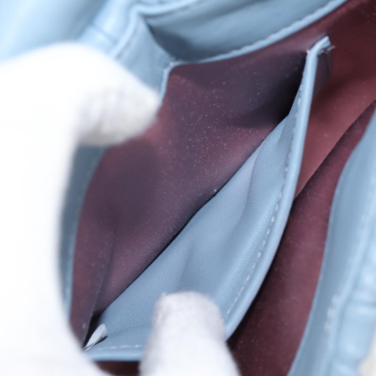 Miu Miu Matelasse Chain Shoulder Bag Leather Light Blue Silver Auth 118556M