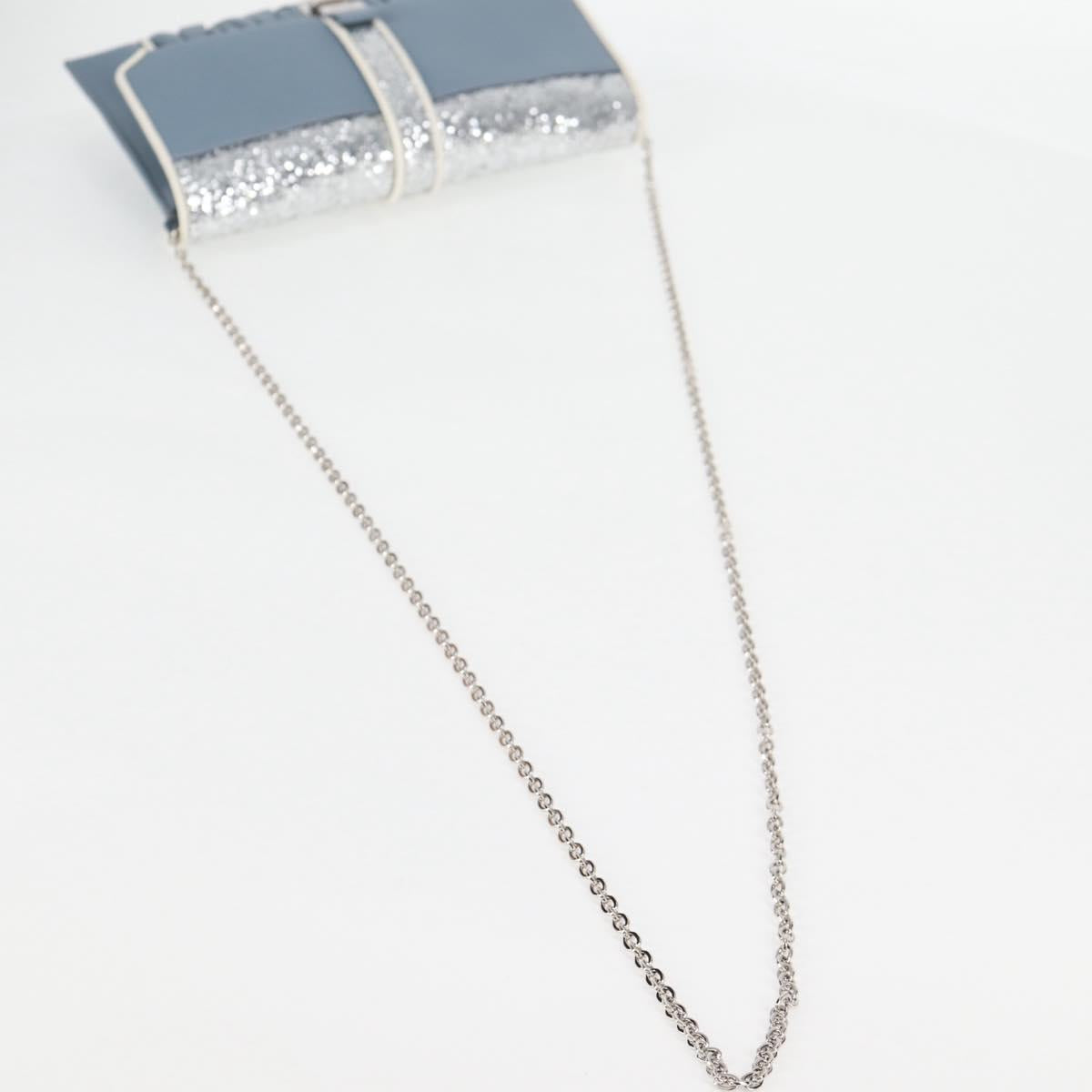 Miu Miu Matelasse Chain Shoulder Bag Leather Light Blue Silver Auth 118556M