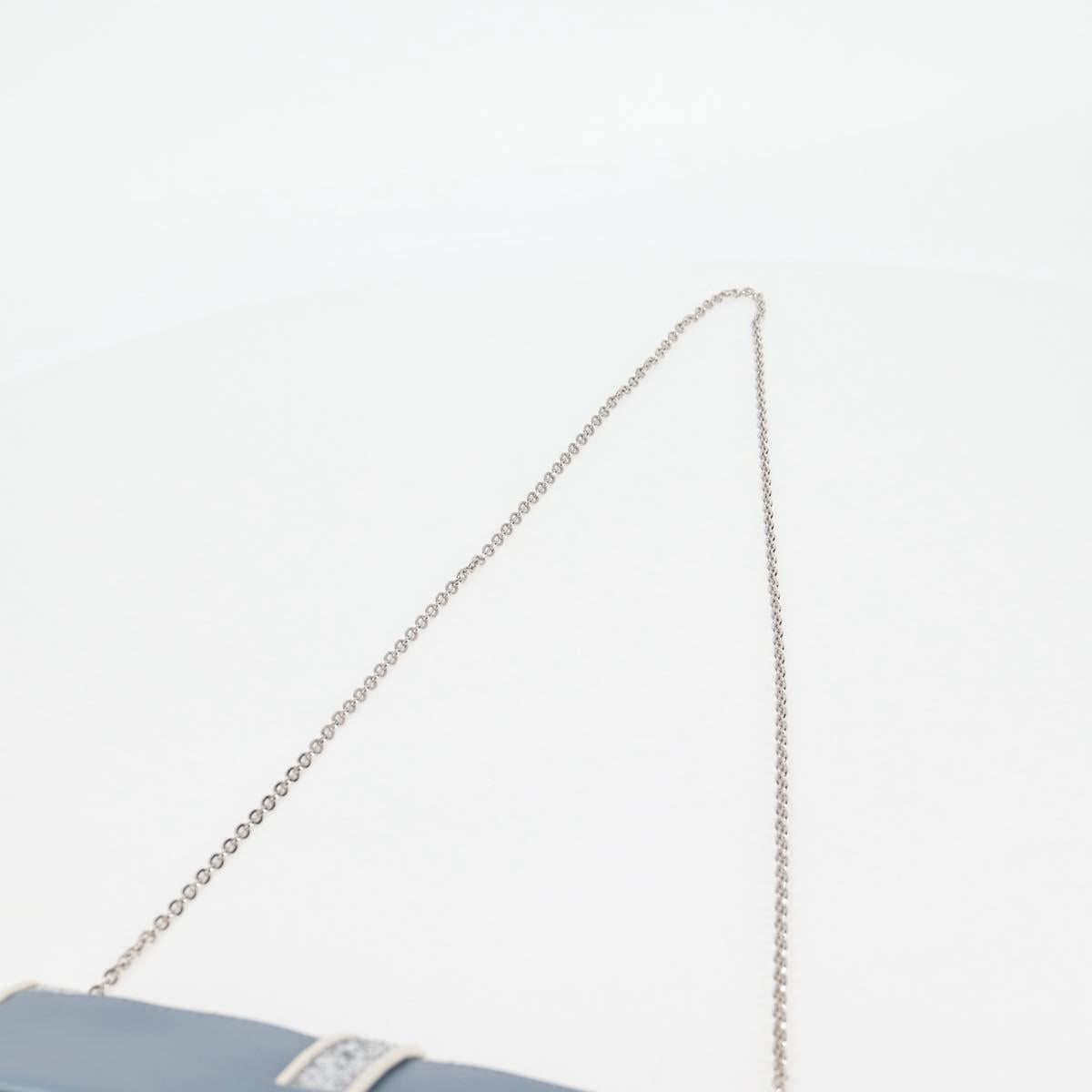Miu Miu Matelasse Chain Shoulder Bag Leather Light Blue Silver Auth 118556M