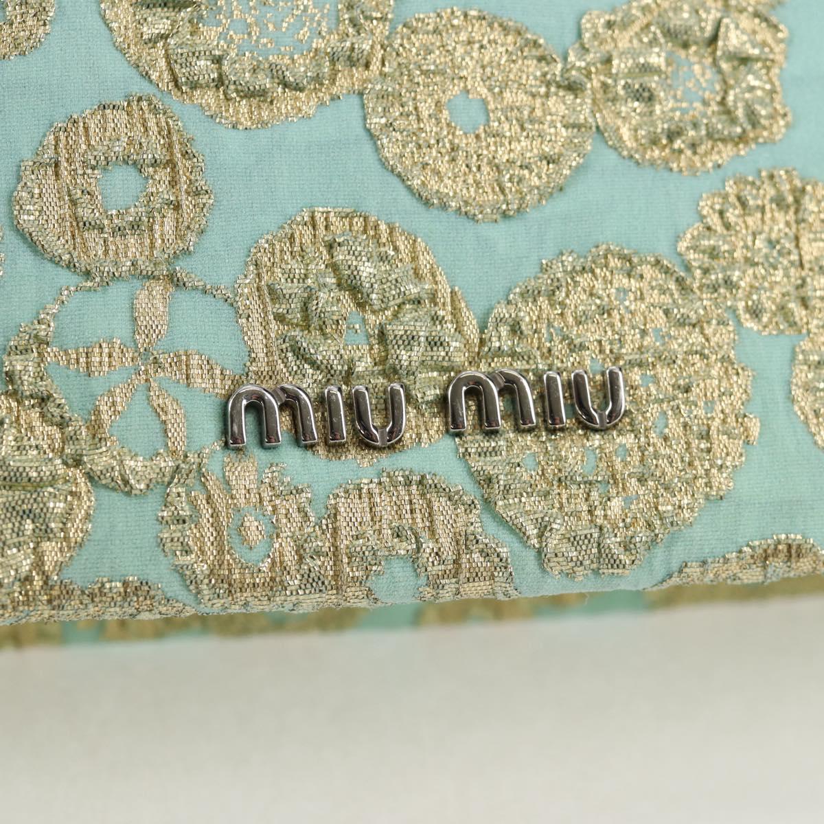 Miu Miu Chain Shoulder Bag Cotton Light Blue Silver Auth 118561SAM