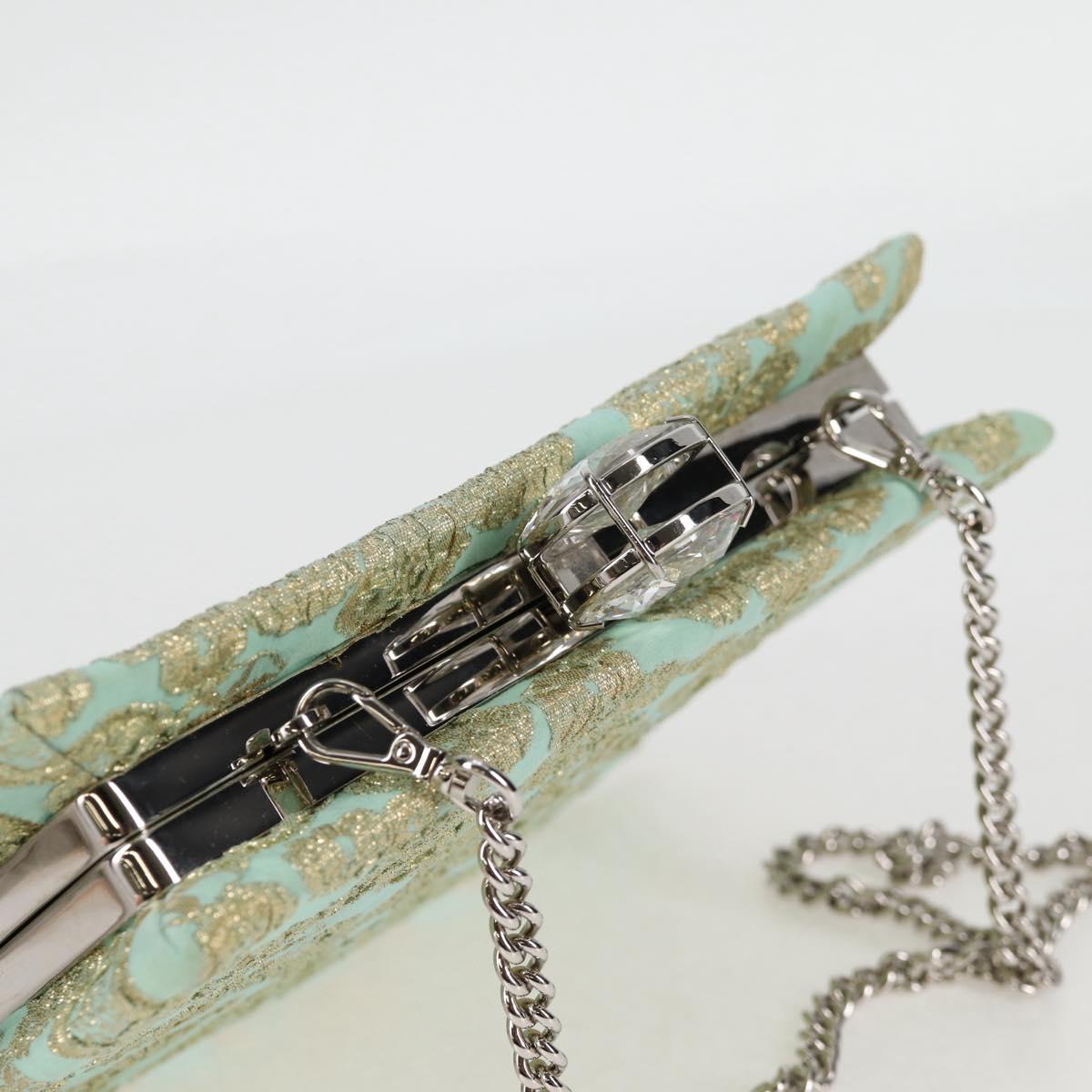 Miu Miu Chain Shoulder Bag Cotton Light Blue Silver Auth 118561SAM