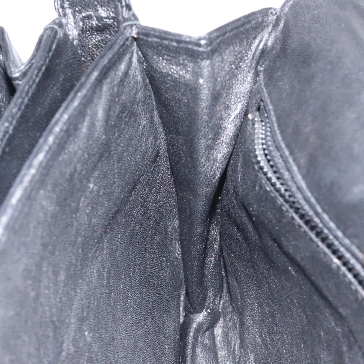 BALLY Chain Shoulder Bag Leather Black Gold Auth 118600