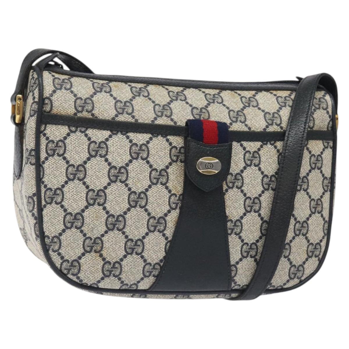 GUCCI GG Supreme Sherry Line Shoulder Bag PVC Beige Gold 02 14 032 Auth 118601