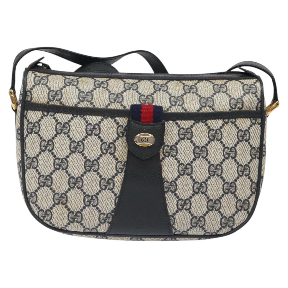 GUCCI GG Supreme Sherry Line Shoulder Bag PVC Beige Gold 02 14 032 Auth 118601