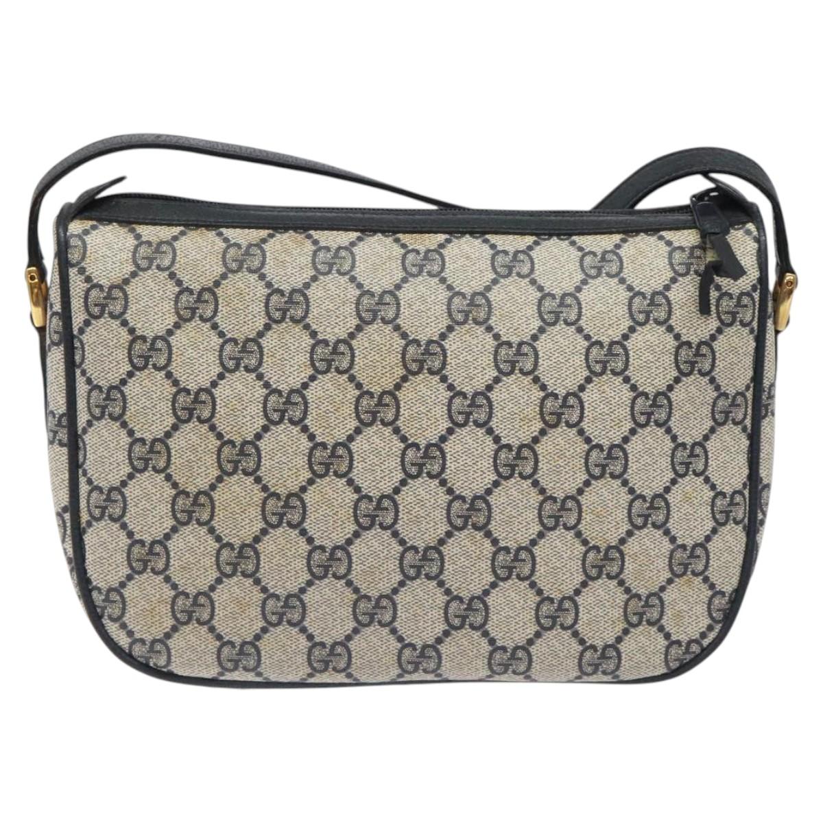 GUCCI GG Supreme Sherry Line Shoulder Bag PVC Beige Gold 02 14 032 Auth 118601
