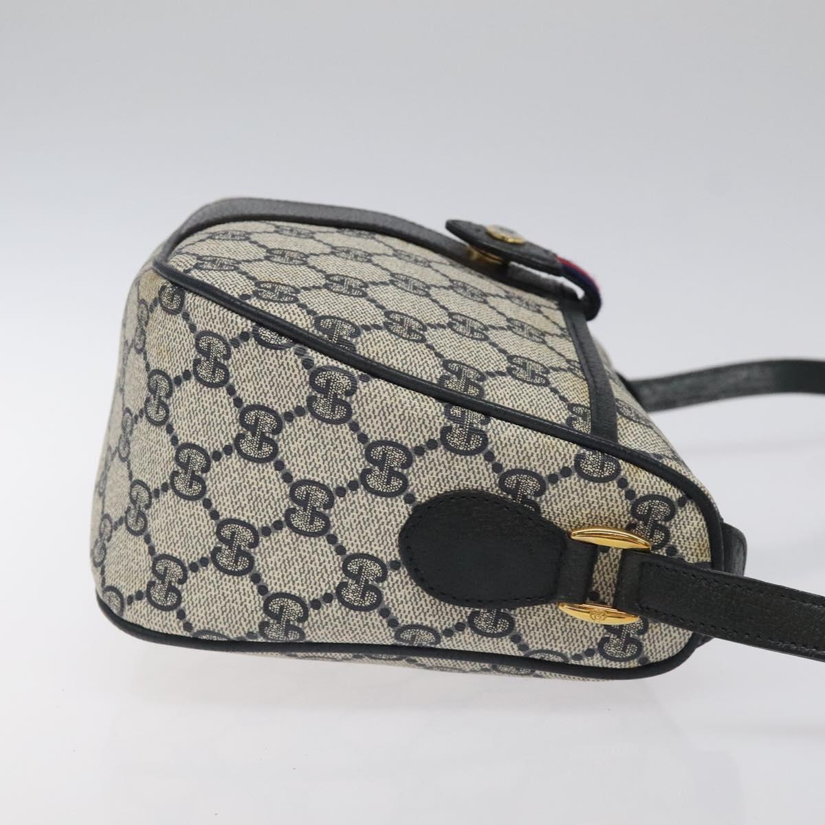 GUCCI GG Supreme Sherry Line Shoulder Bag PVC Beige Gold 02 14 032 Auth 118601