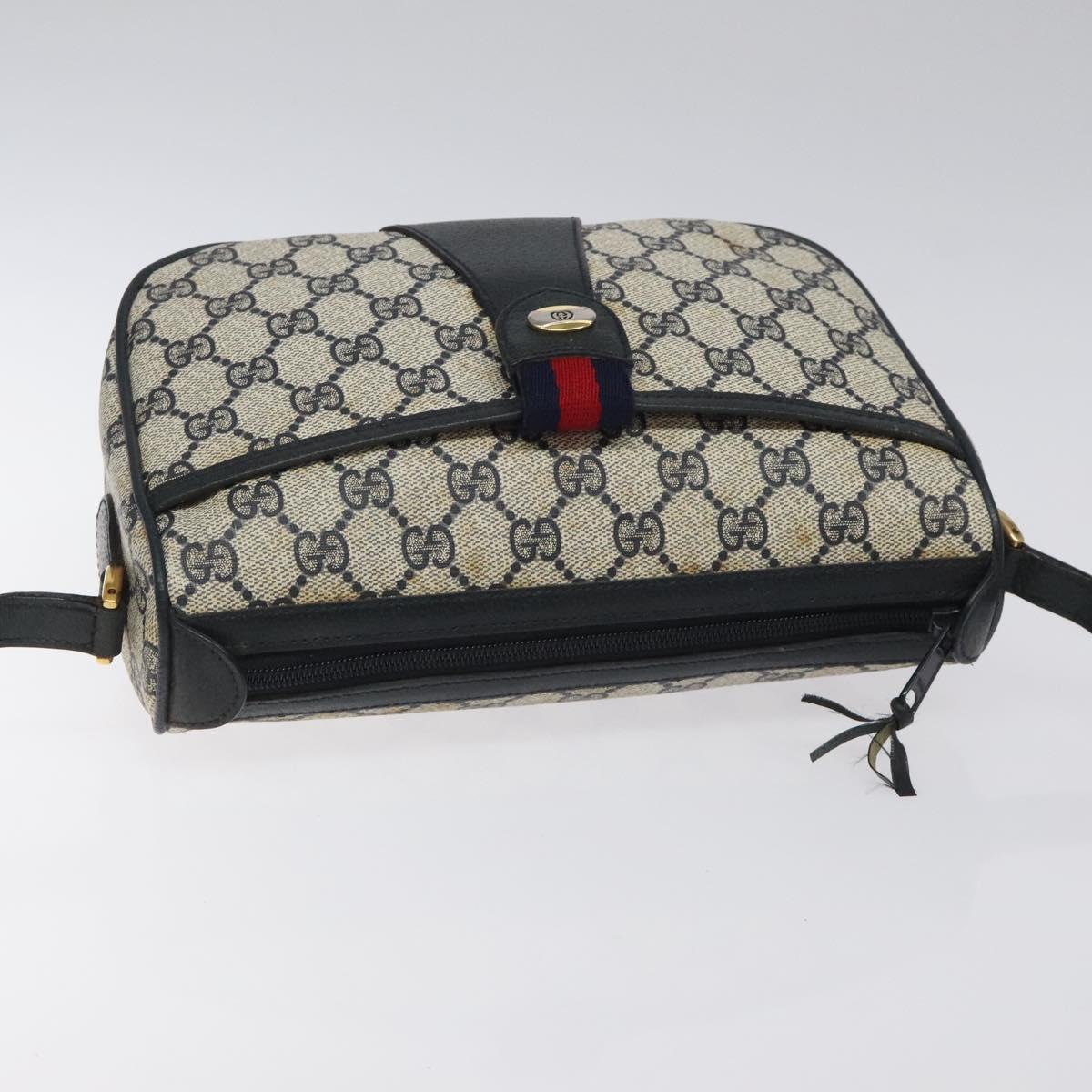 GUCCI GG Supreme Sherry Line Shoulder Bag PVC Beige Gold 02 14 032 Auth 118601