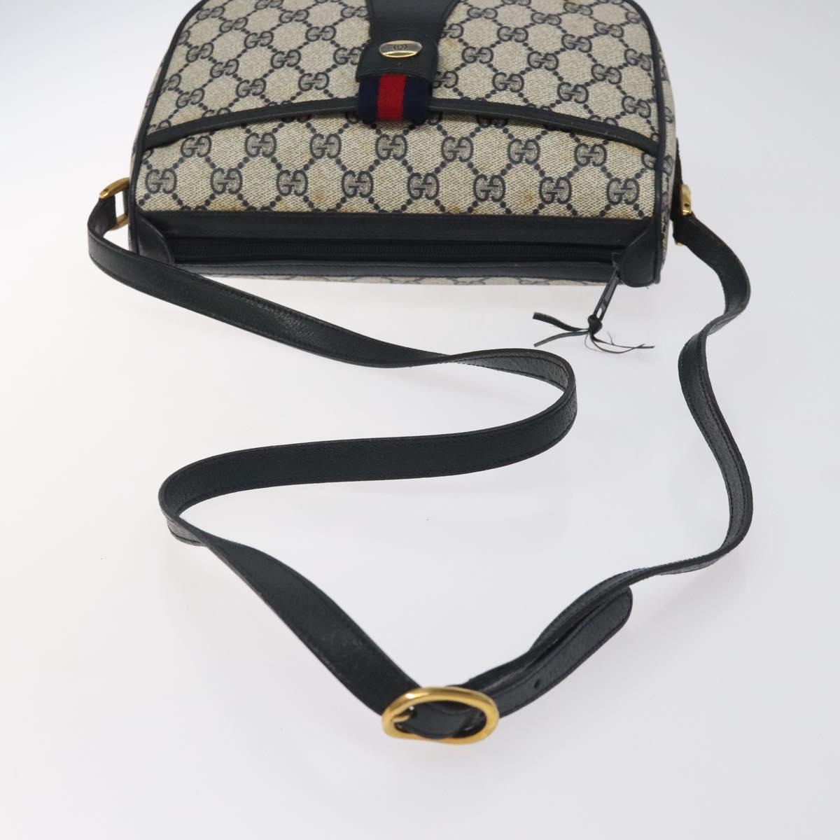 GUCCI GG Supreme Sherry Line Shoulder Bag PVC Beige Gold 02 14 032 Auth 118601