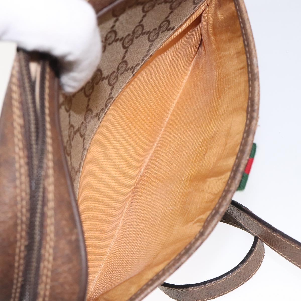GUCCI GG Supreme Web Sherry Line Shoulder Bag PVC Beige 116 02 089 Auth 118603