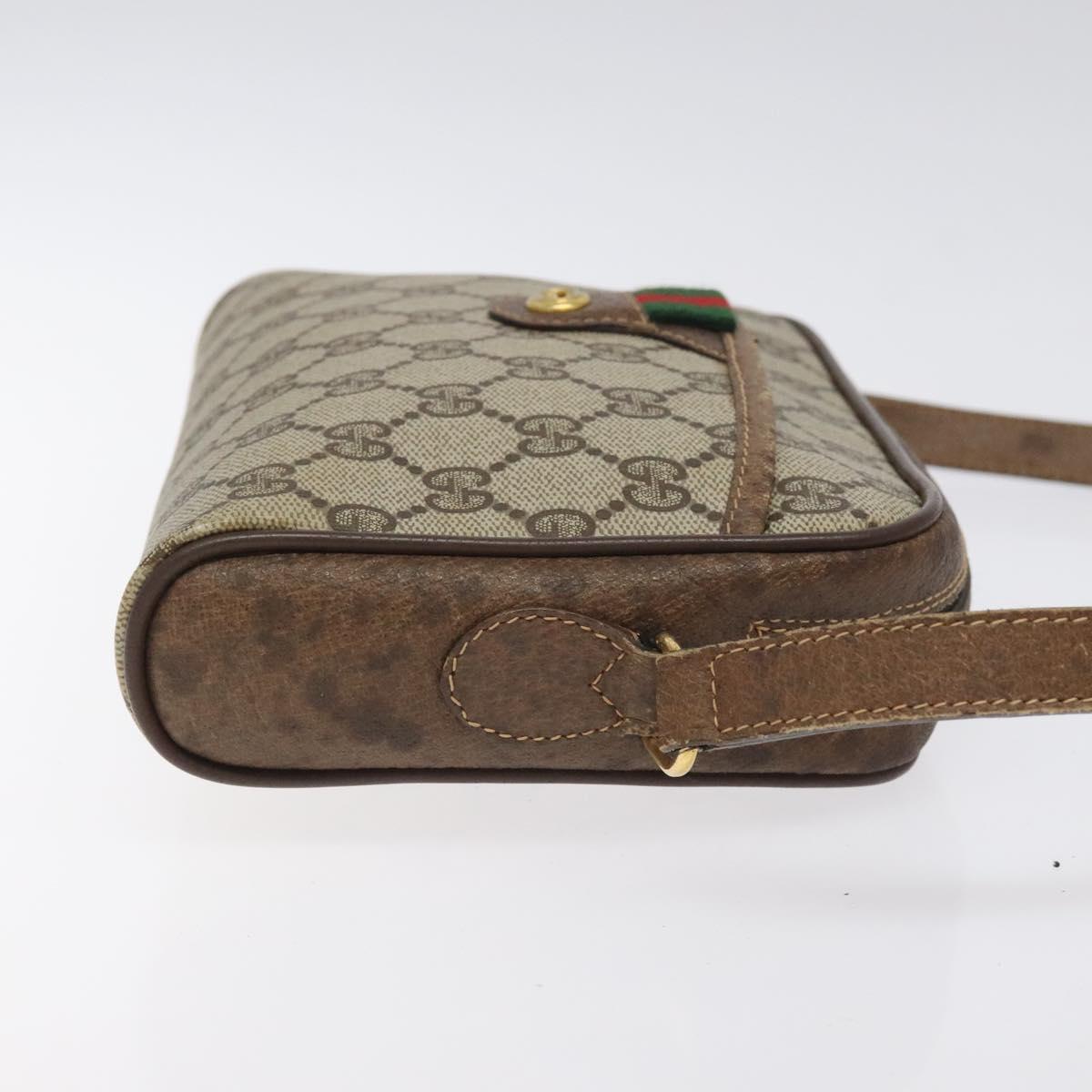 GUCCI GG Supreme Web Sherry Line Shoulder Bag PVC Beige 116 02 089 Auth 118603