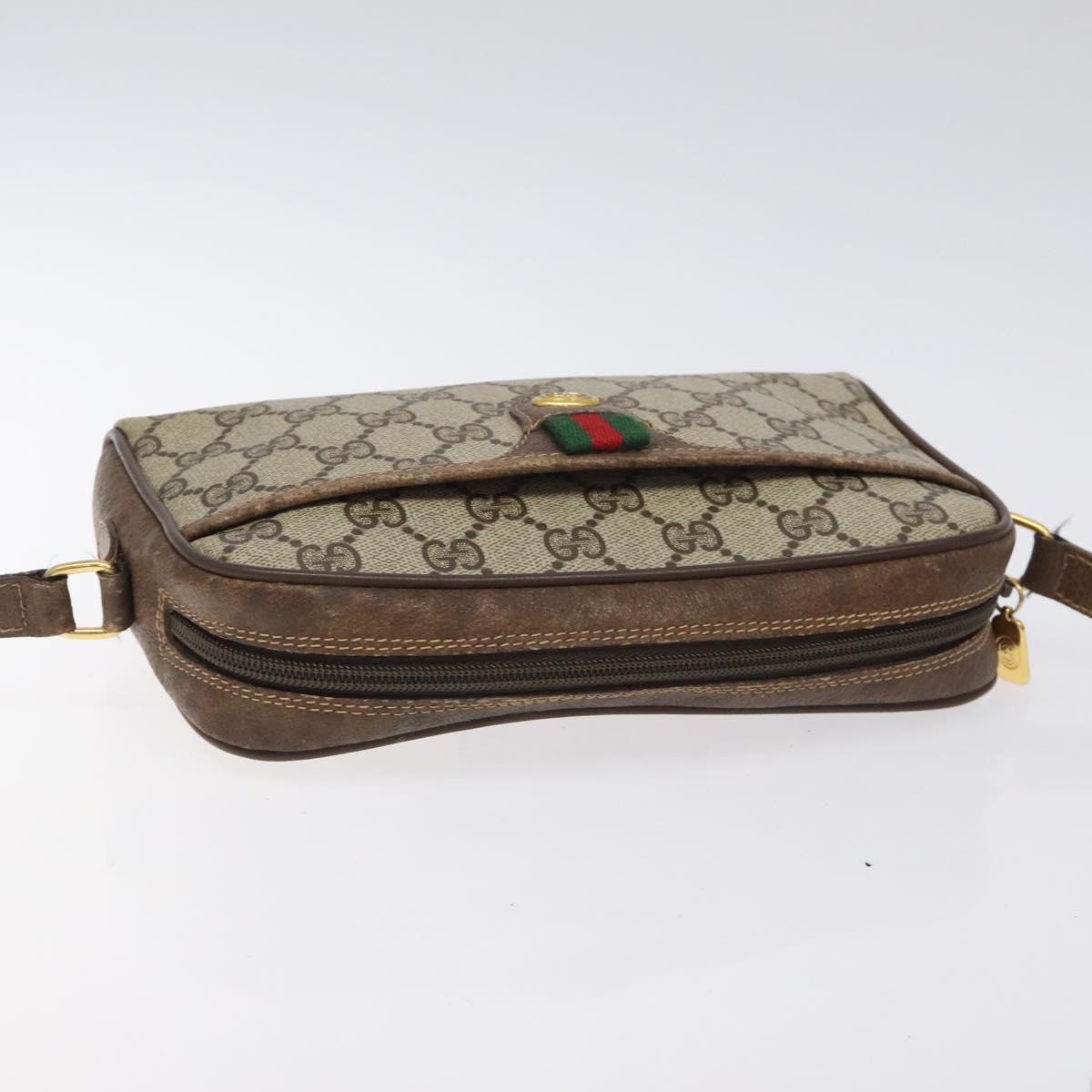GUCCI GG Supreme Web Sherry Line Shoulder Bag PVC Beige 116 02 089 Auth 118603
