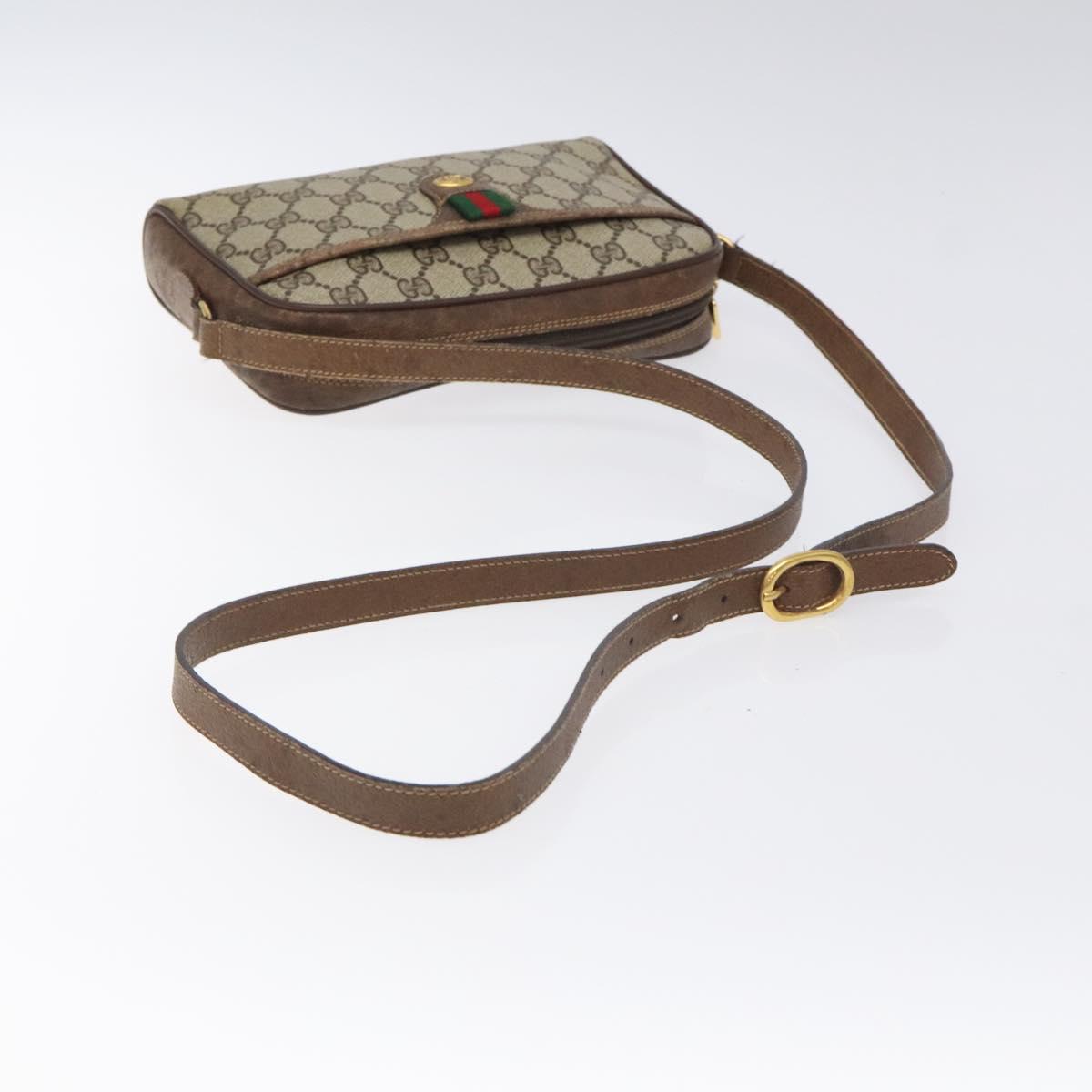 GUCCI GG Supreme Web Sherry Line Shoulder Bag PVC Beige 116 02 089 Auth 118603