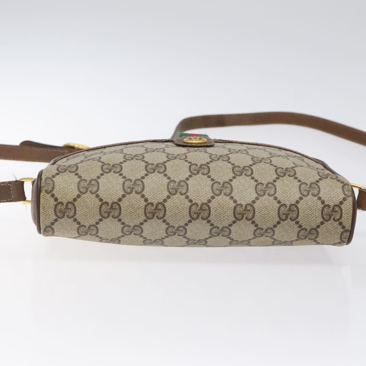 GUCCI GG Supreme Web Sherry Line Shoulder Bag PVC Beige 116 02 089 Auth 118603