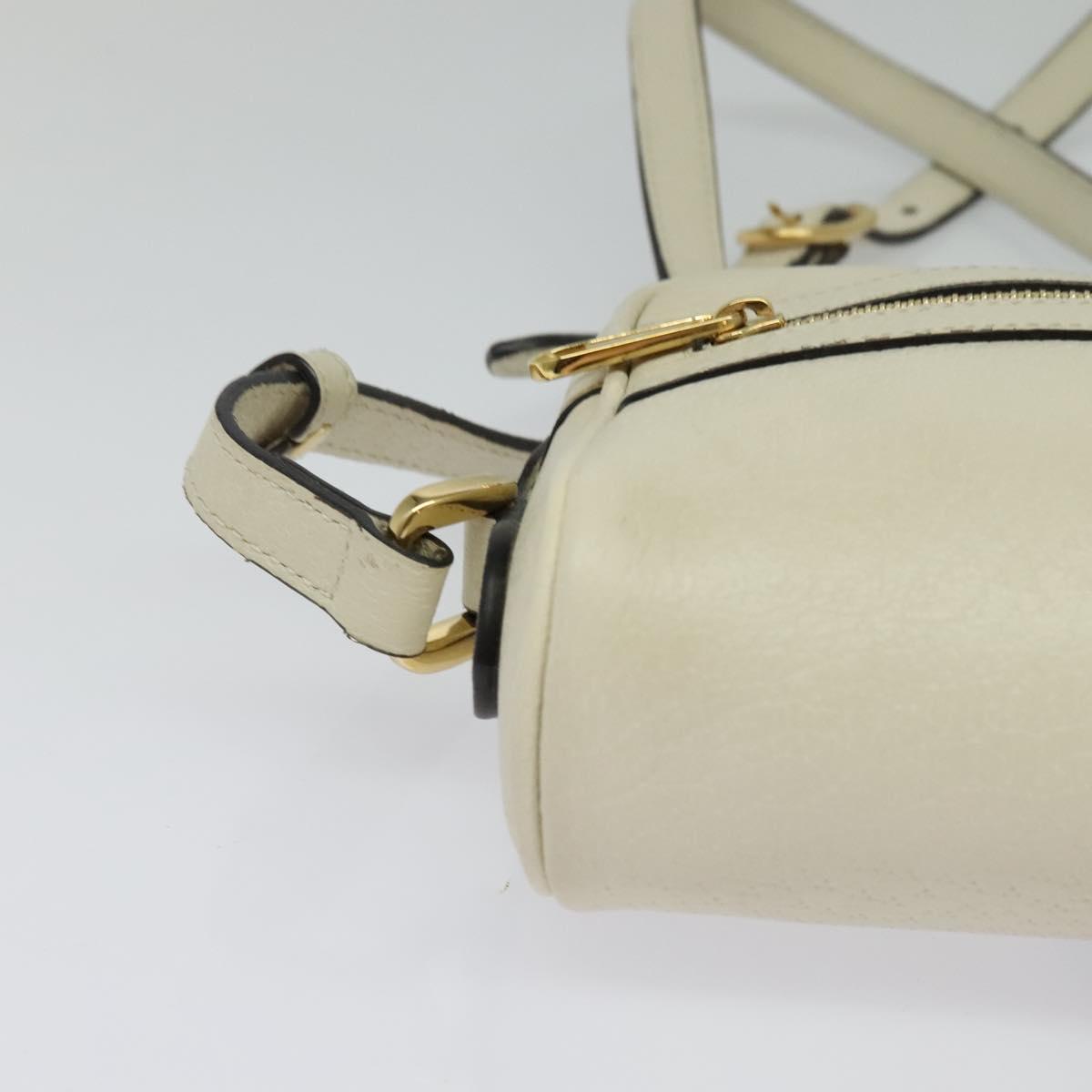 GUCCI Sherry Line Shoulder Bag Leather White Red Navy 517350 Auth 118604