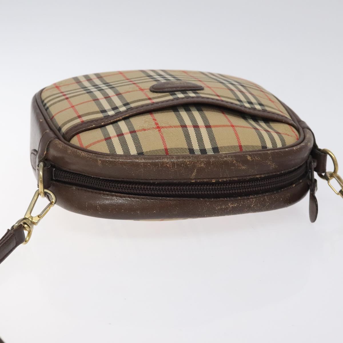 Burberrys Nova Check Shoulder Bag Canvas Beige Gold Auth 118605