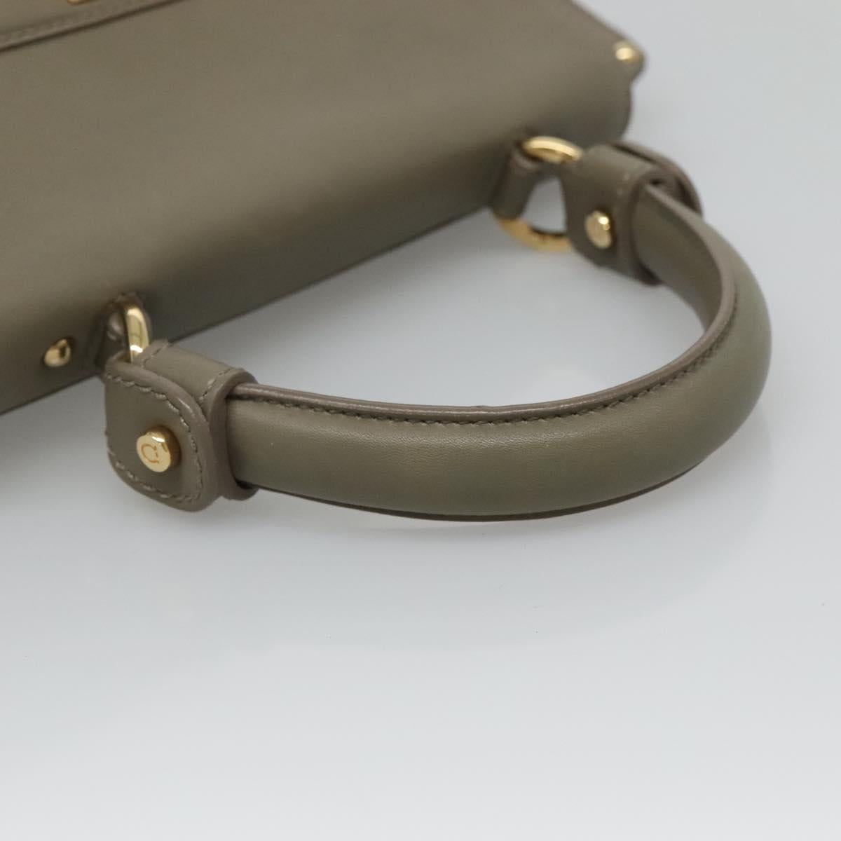 Salvatore Ferragamo Gancini Sofia Hand Bag Leather 2way Gray Gold Auth 118615