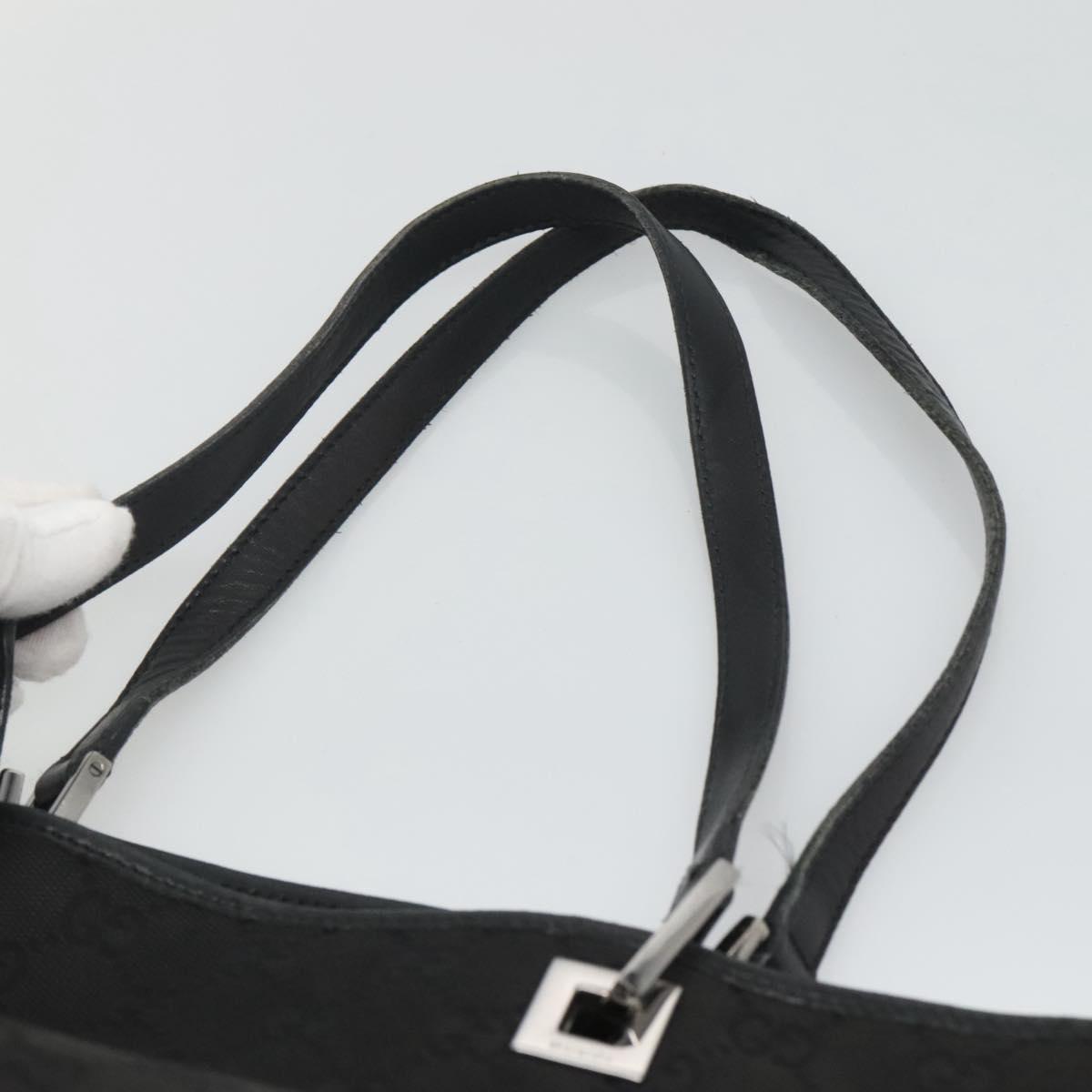 GUCCI GG Canvas Tote Bag Black Silver 31243 Auth 118617
