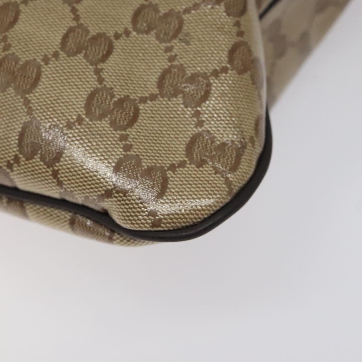 GUCCI GG Crystal Shoulder Bag Coated Canvas Beige Gold 190628 Auth 118619