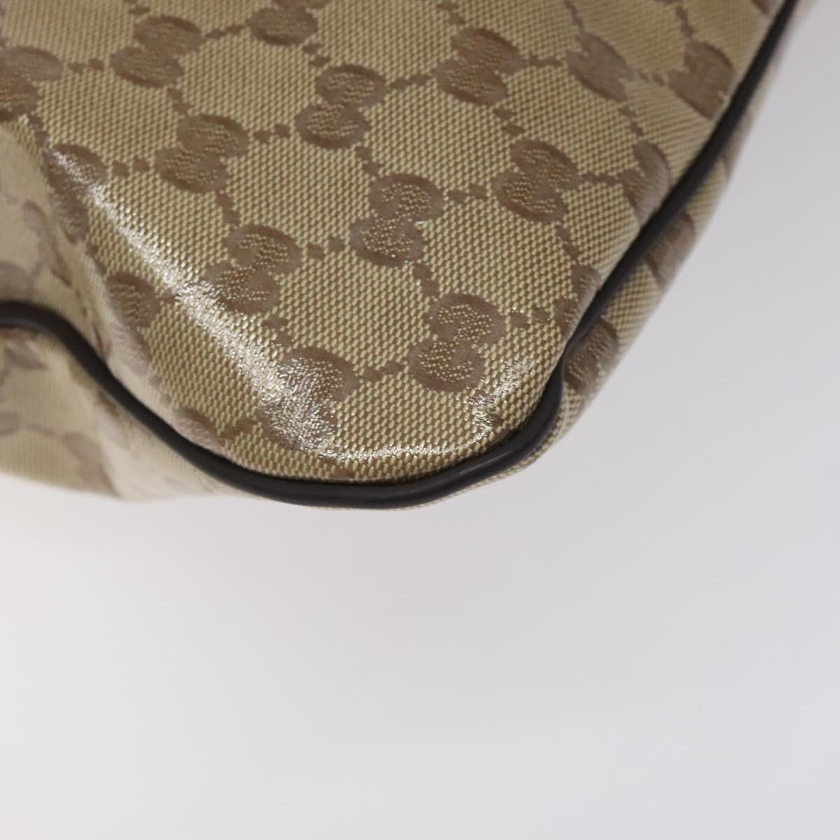 GUCCI GG Crystal Shoulder Bag Coated Canvas Beige Gold 190628 Auth 118619