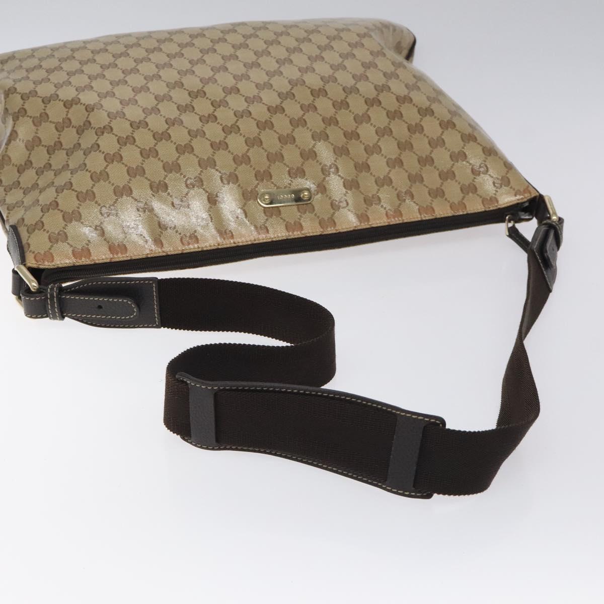 GUCCI GG Crystal Shoulder Bag Coated Canvas Beige Gold 190628 Auth 118619