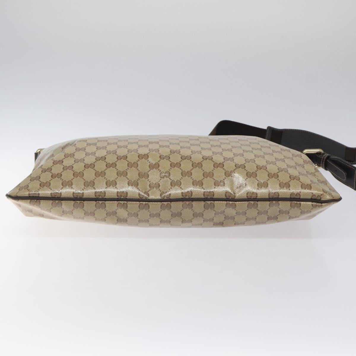 GUCCI GG Crystal Shoulder Bag Coated Canvas Beige Gold 190628 Auth 118619