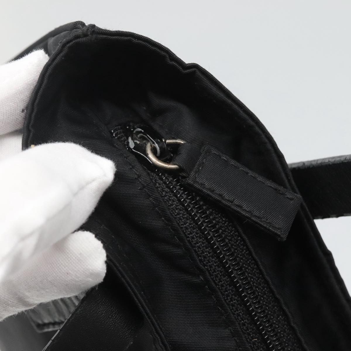 PRADA Hand Bag Nylon Black Silver Auth 118620