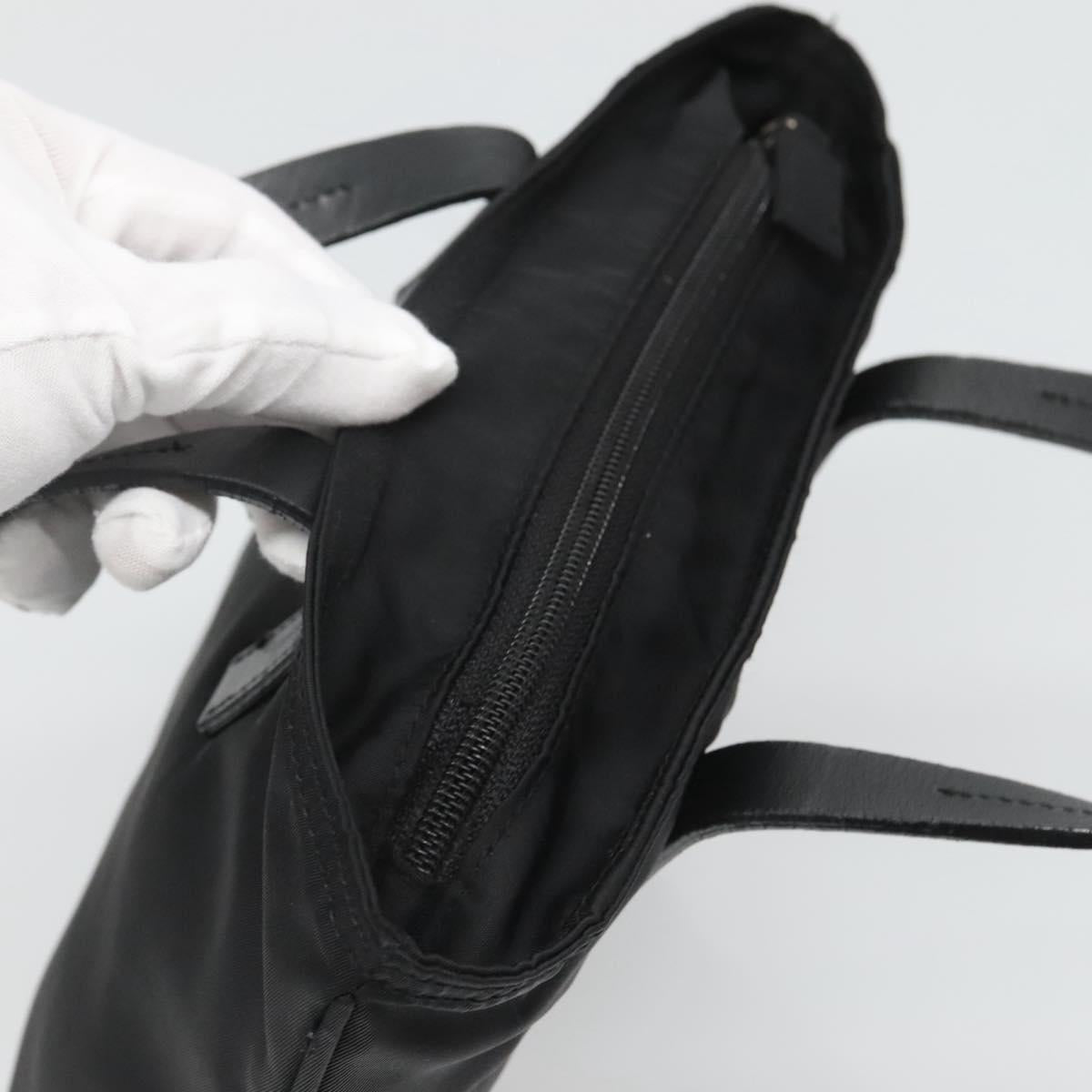 PRADA Hand Bag Nylon Black Silver Auth 118620