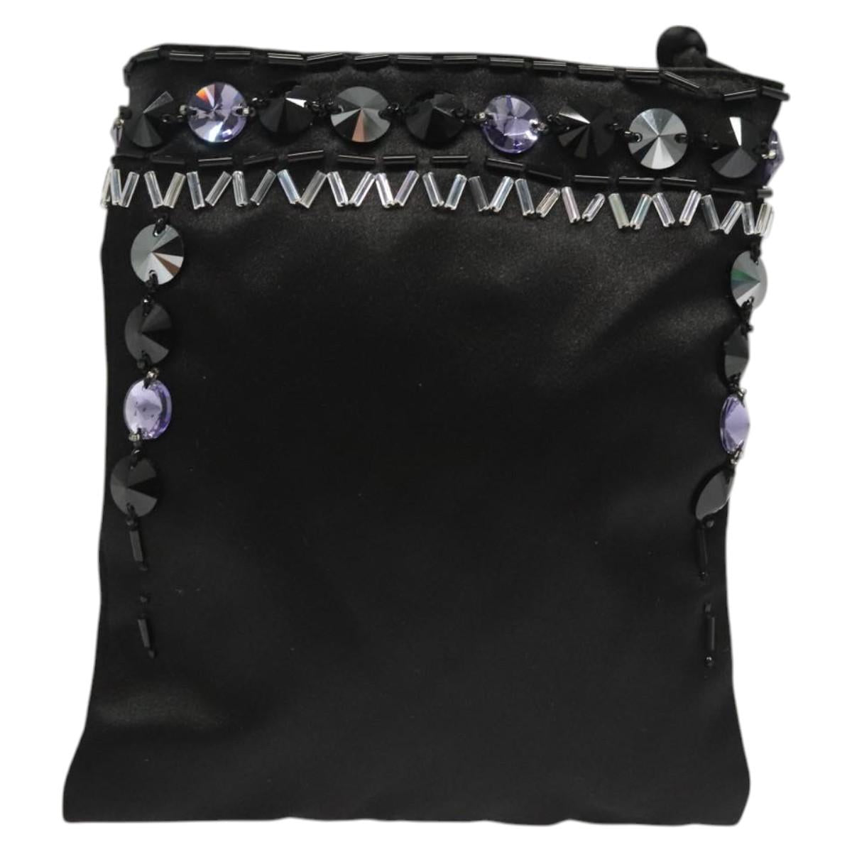 PRADA Shoulder Bag Nylon Black Silver Auth 118631