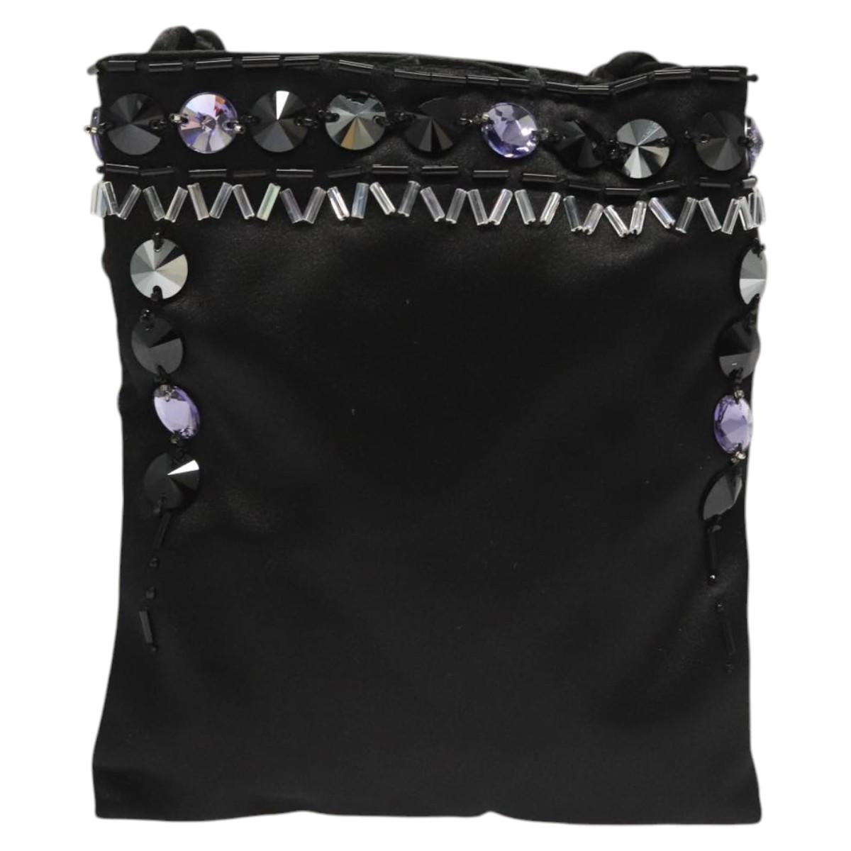 PRADA Shoulder Bag Nylon Black Silver Auth 118631