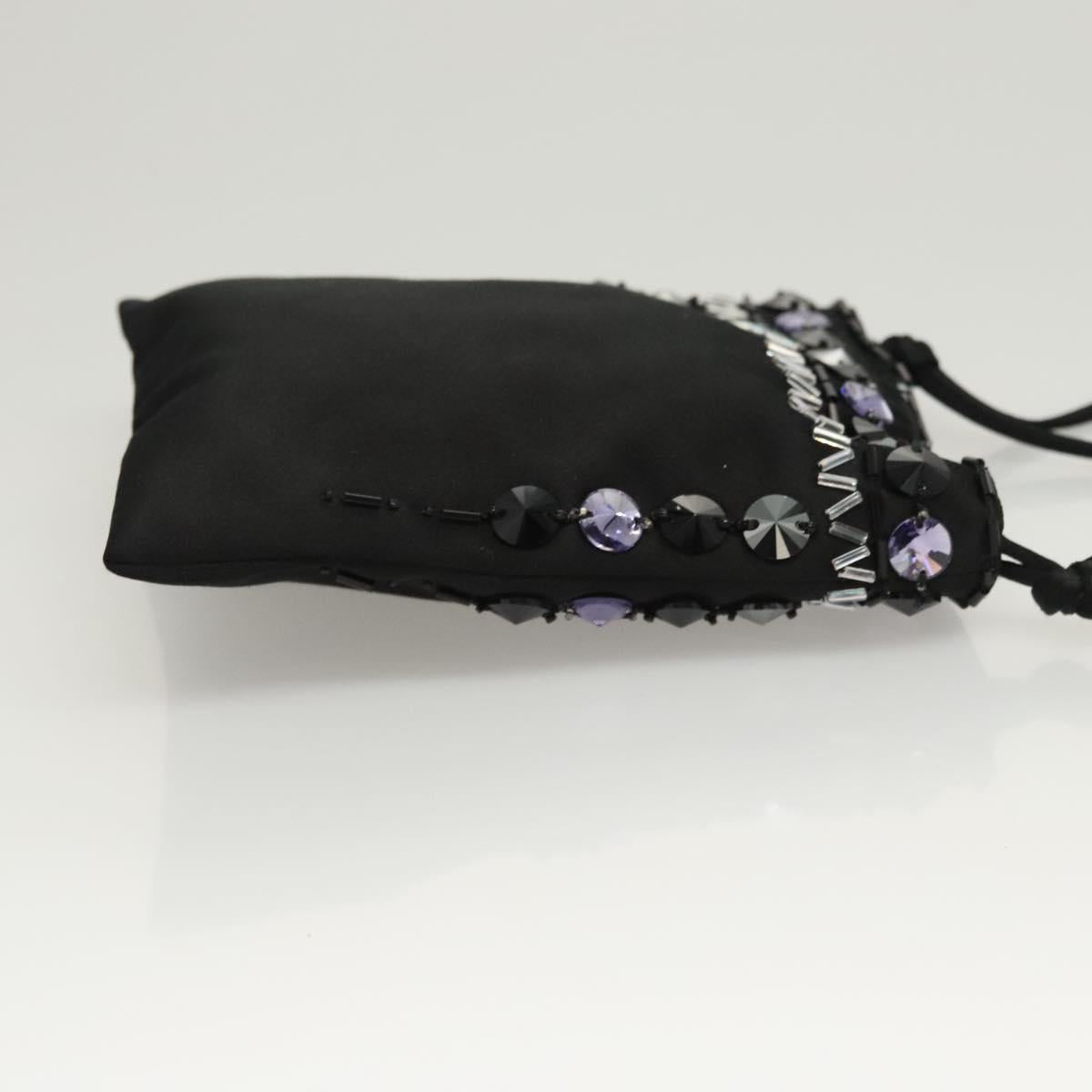 PRADA Shoulder Bag Nylon Black Silver Auth 118631