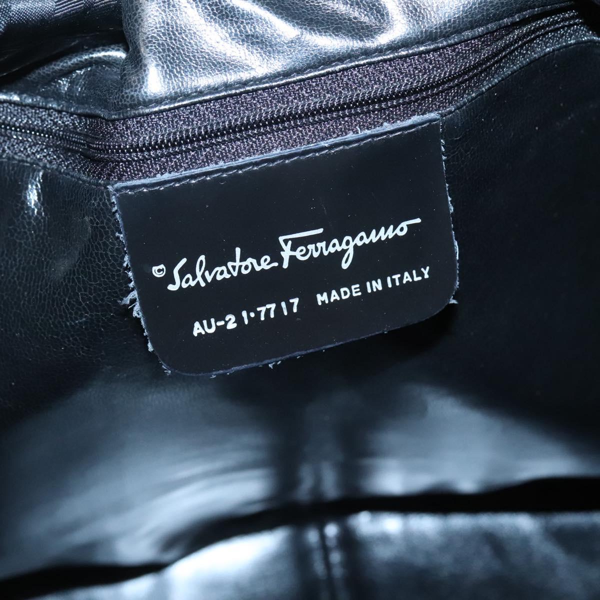 Salvatore Ferragamo Tote Bag Nylon Black Silver Auth 118636