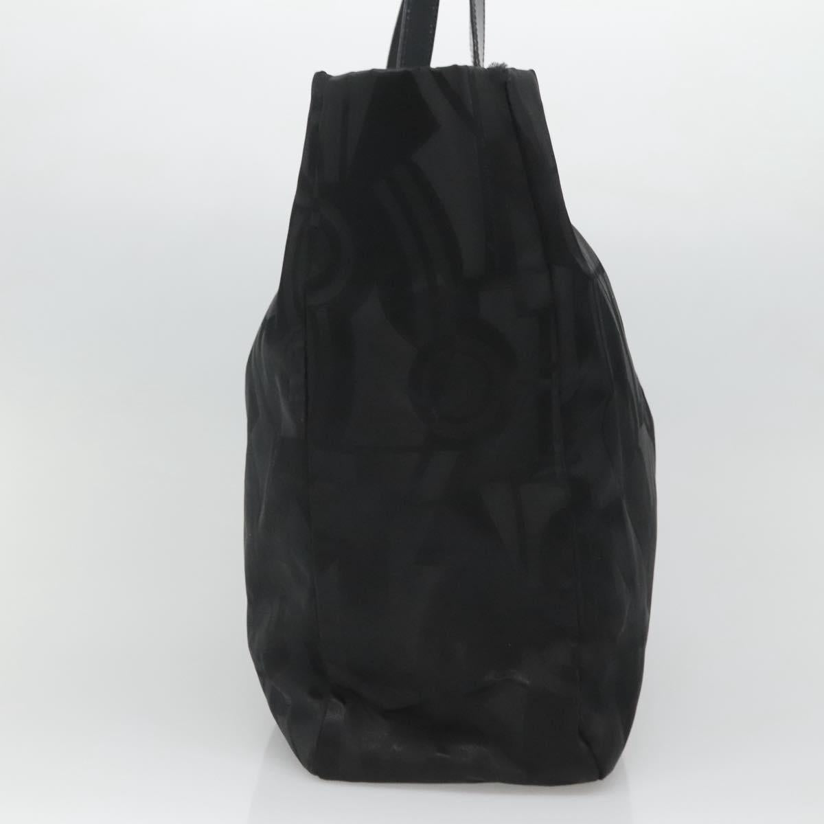 Salvatore Ferragamo Tote Bag Nylon Black Silver Auth 118636