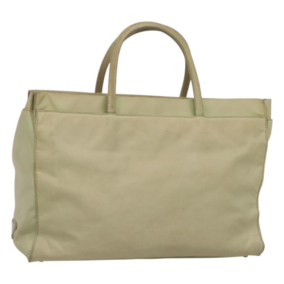 PRADA Tote Bag Nylon Khaki Silver Auth 118637