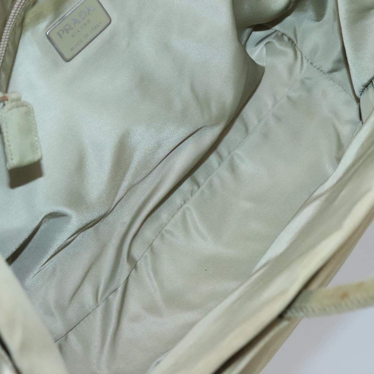 PRADA Tote Bag Nylon Khaki Silver Auth 118637