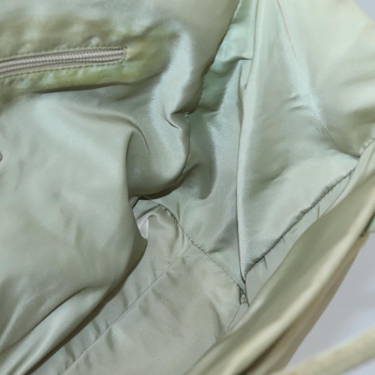 PRADA Tote Bag Nylon Khaki Silver Auth 118637