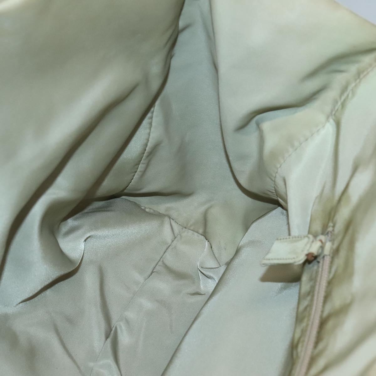 PRADA Tote Bag Nylon Khaki Silver Auth 118637